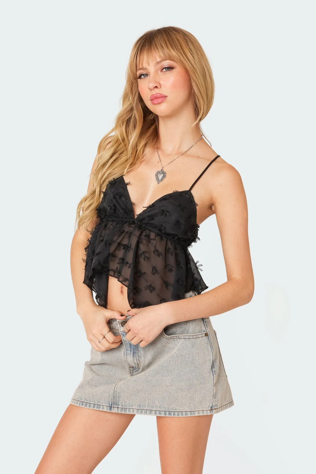 Flutter Frilled Tie Back Top sold by Edikted product image thumbnail 3