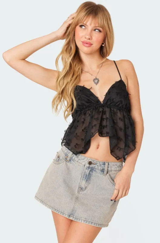 Flutter Frilled Tie Back Top made by Edikted