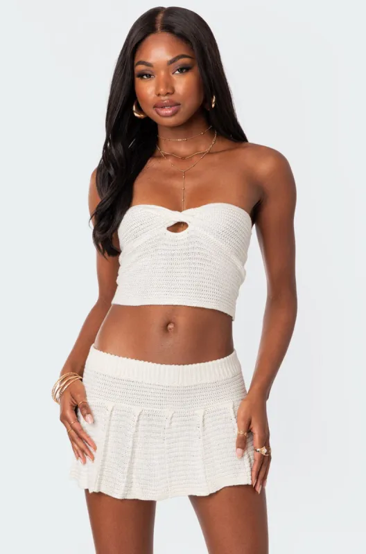 Kiera Twist Front Knit Tube Top sold by Edikted