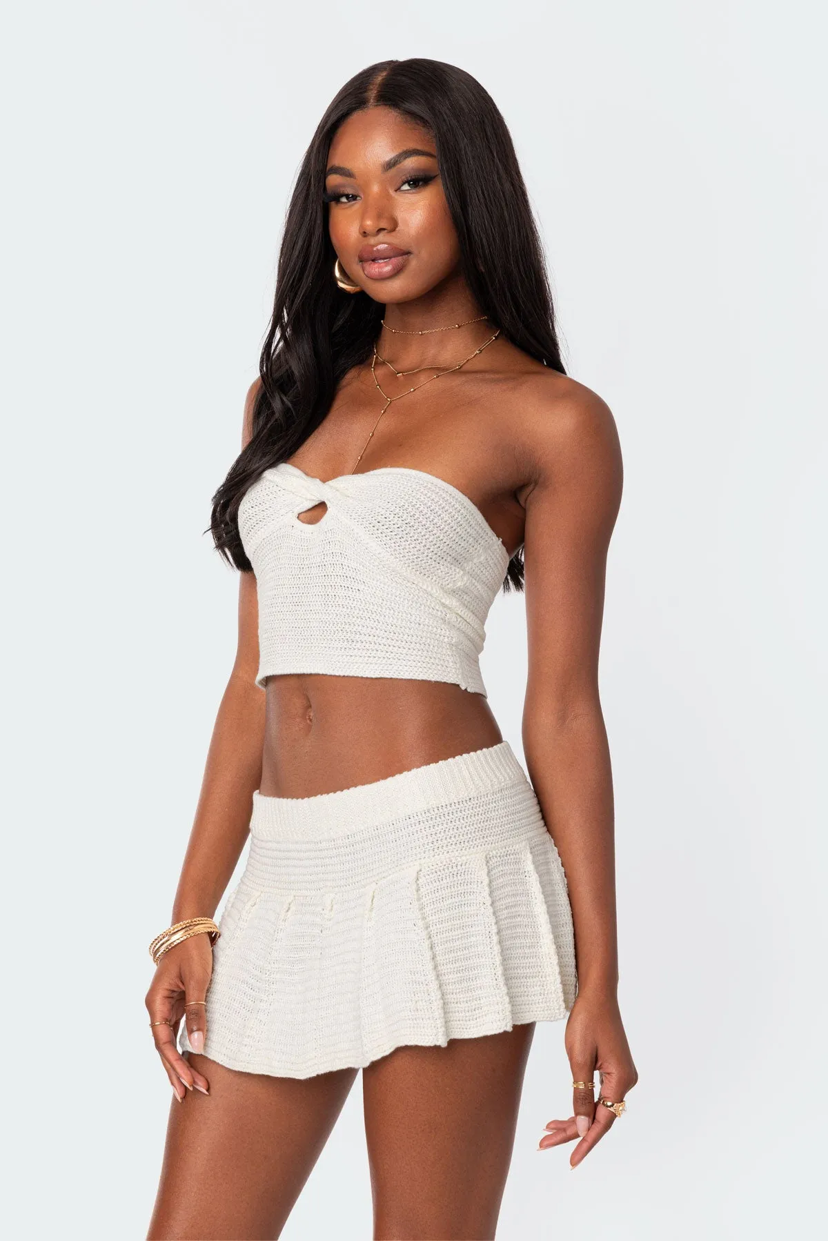 Kiera Twist Front Knit Tube Top sold by Edikted product image thumbnail 3