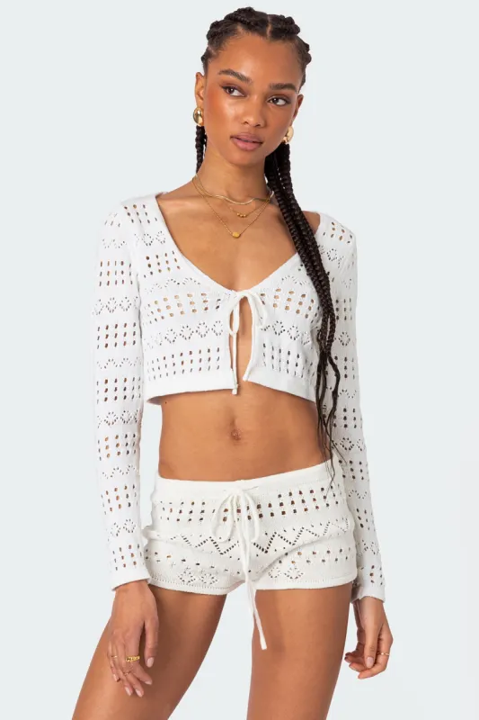 Betsy Tie Front Knit Top sold by Edikted