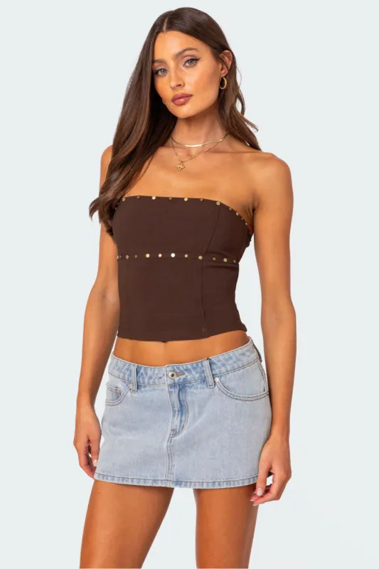 Darcy Studded Lace Up Corset sold by Edikted