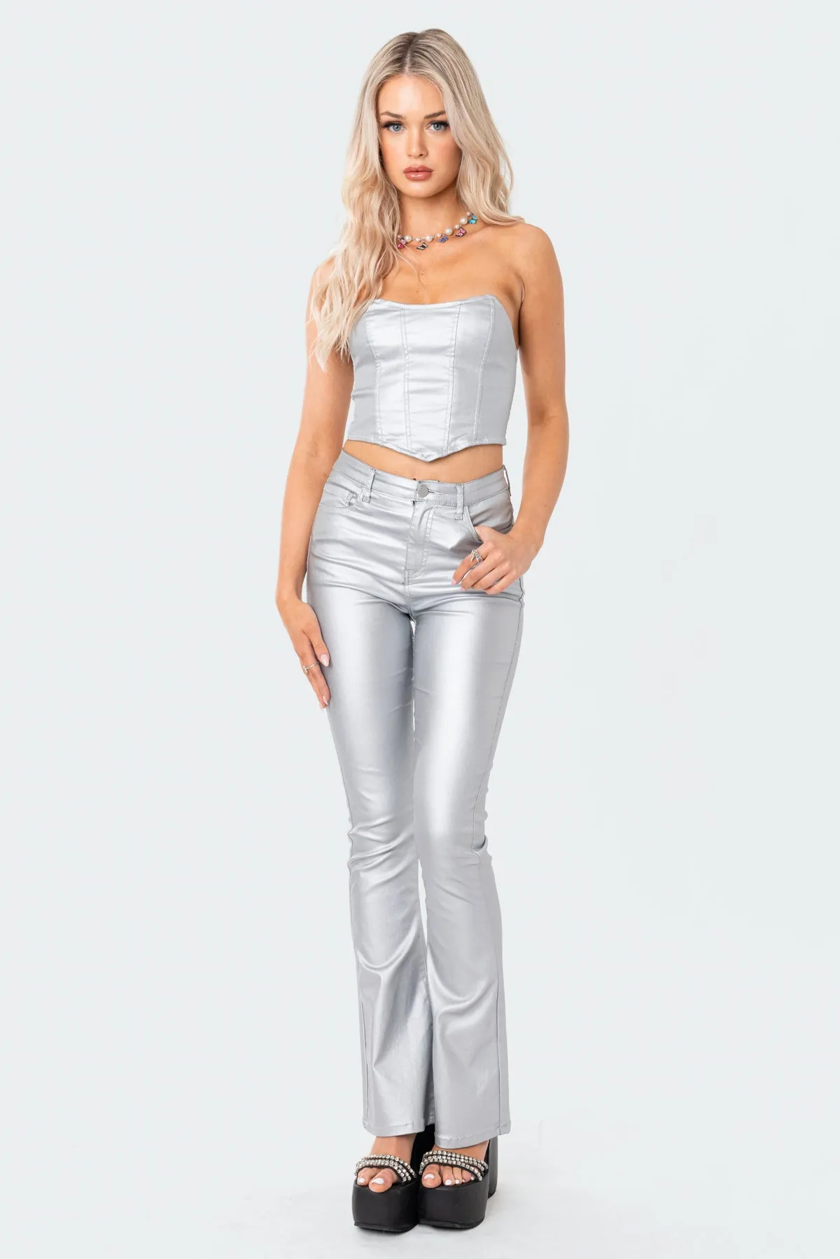 Luna Faux Leather Stretch Corset sold by Edikted product image thumbnail 2