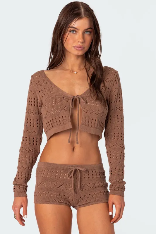 Betsy Tie Front Knit Top sold by Edikted