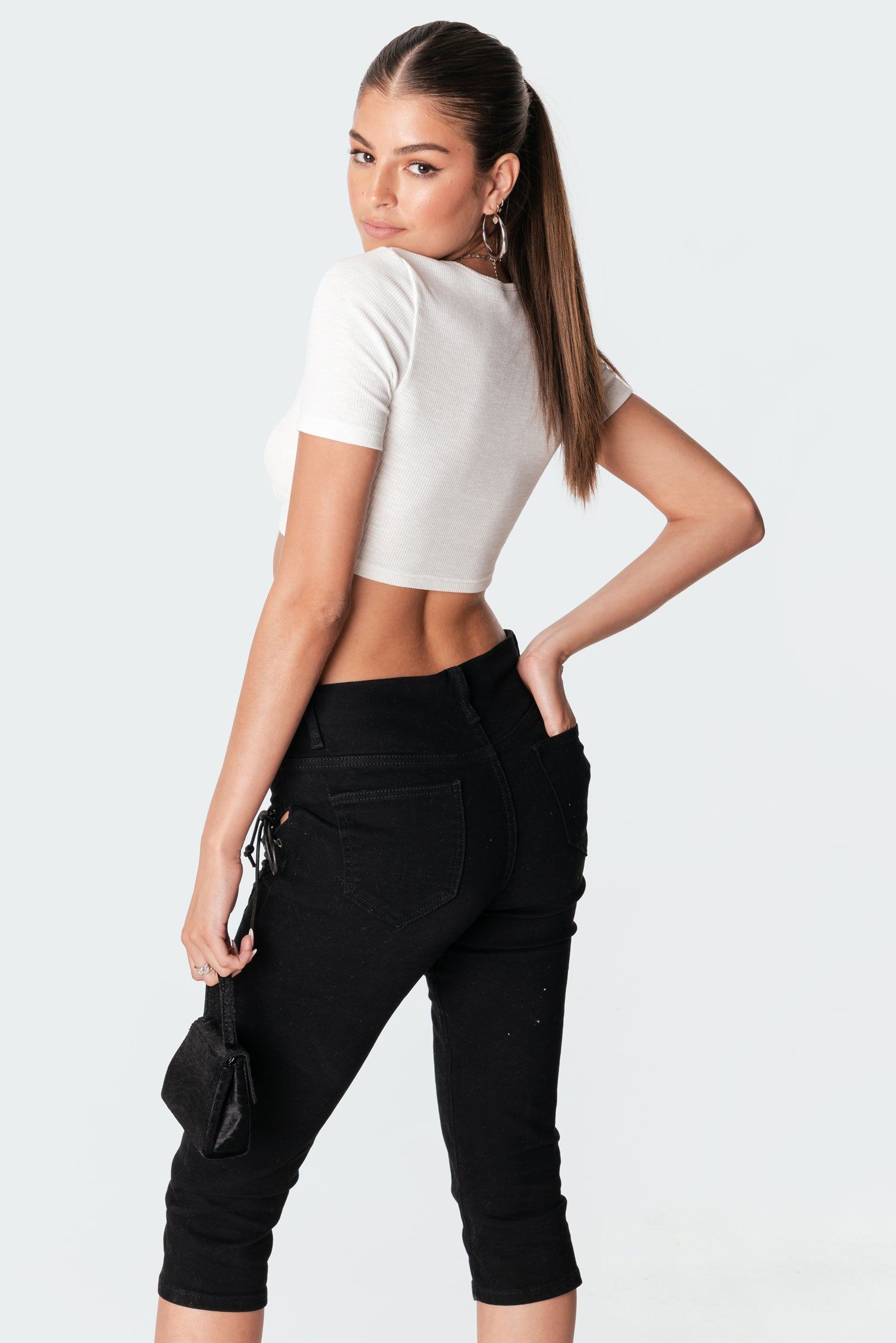 Macey Ribbed Gathered Crop Top sold by Edikted product image thumbnail 4