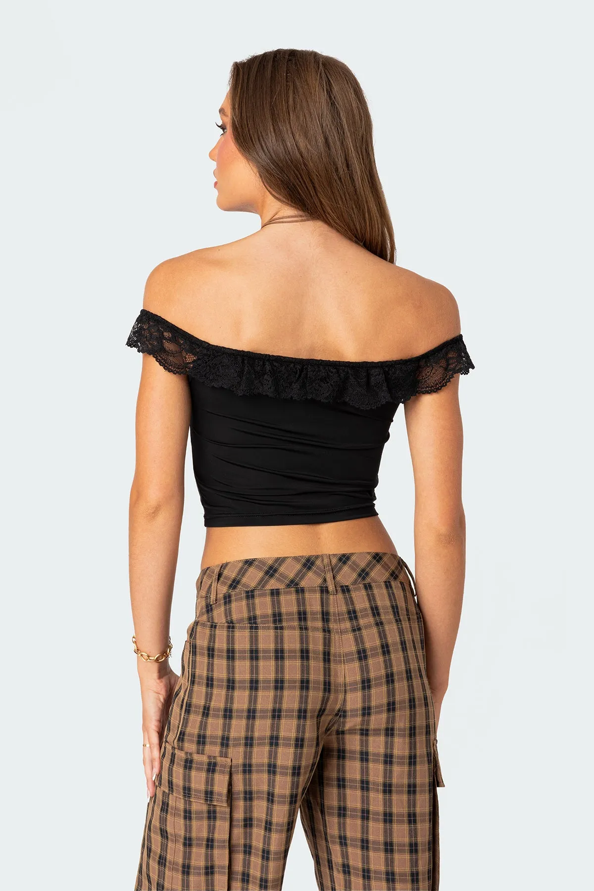 Lace Ruffle Off Shoulder Top sold by Edikted product image thumbnail 4