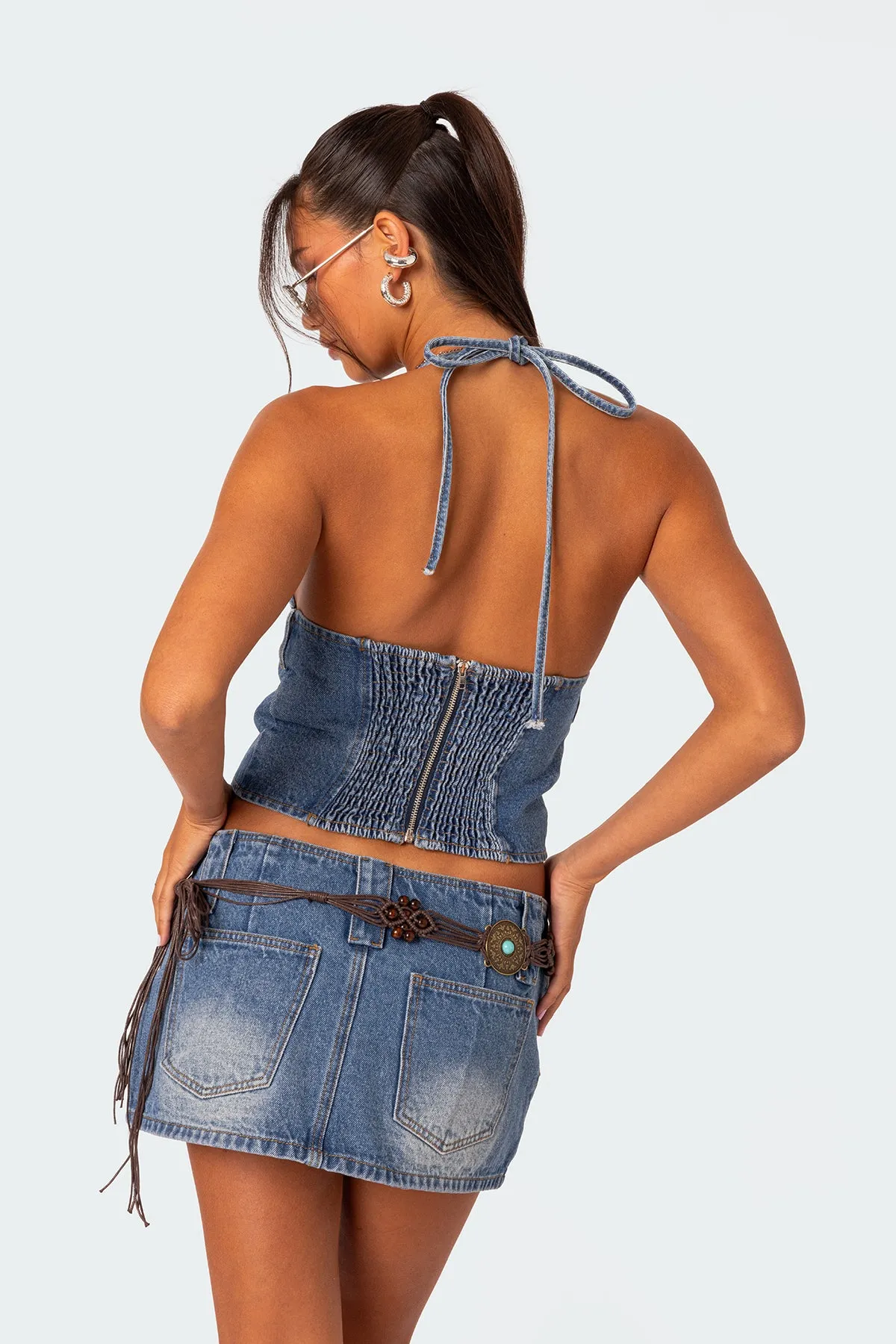 Wanona Denim Halter Top sold by Edikted product image thumbnail 5