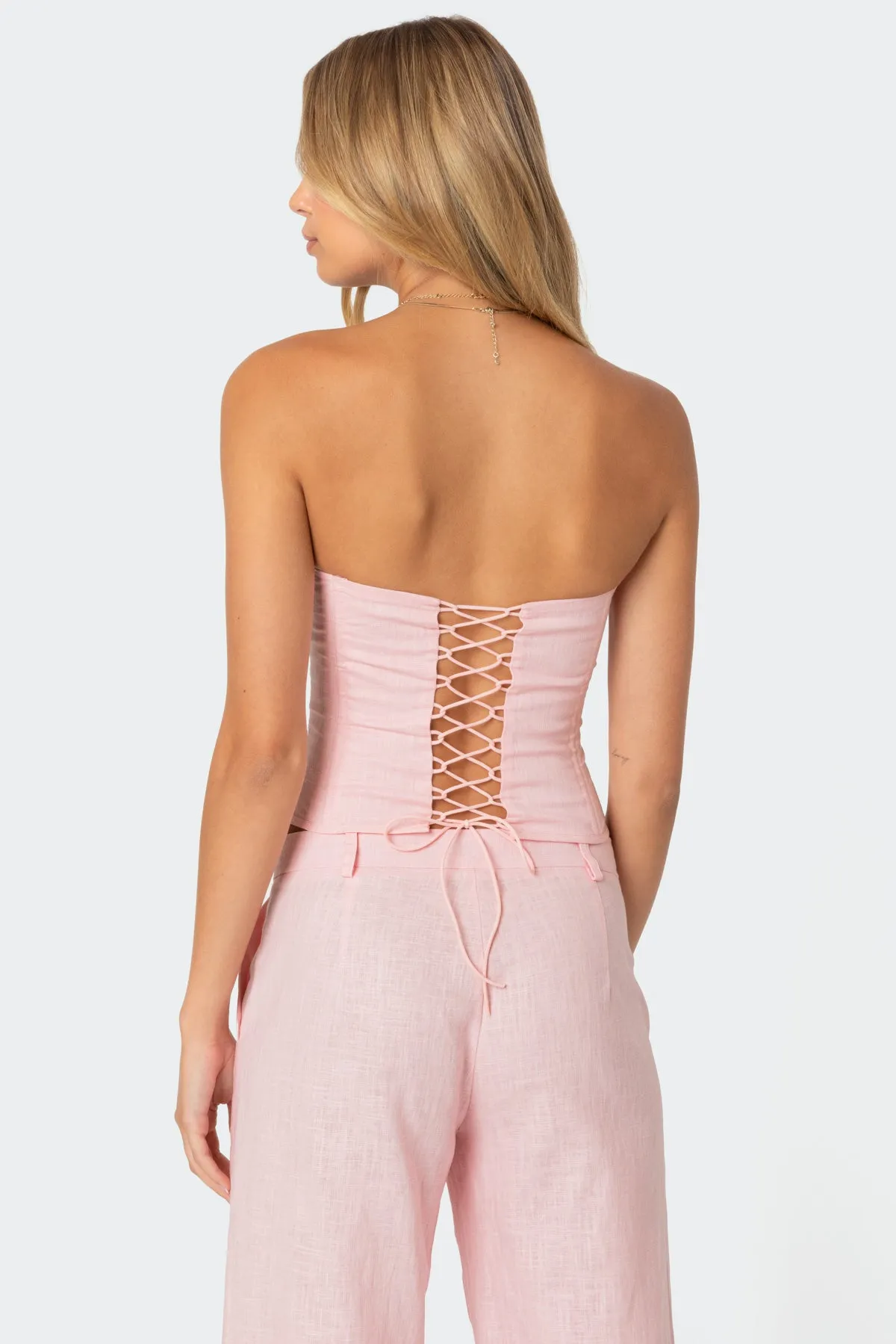 Arya Linen Look Corset sold by Edikted product image thumbnail 5