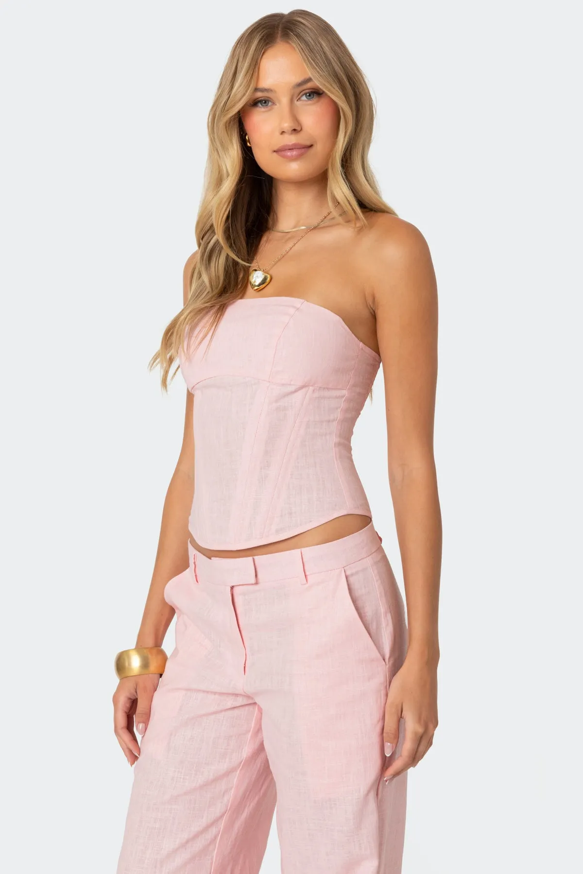 Arya Linen Look Corset sold by Edikted product image thumbnail 3