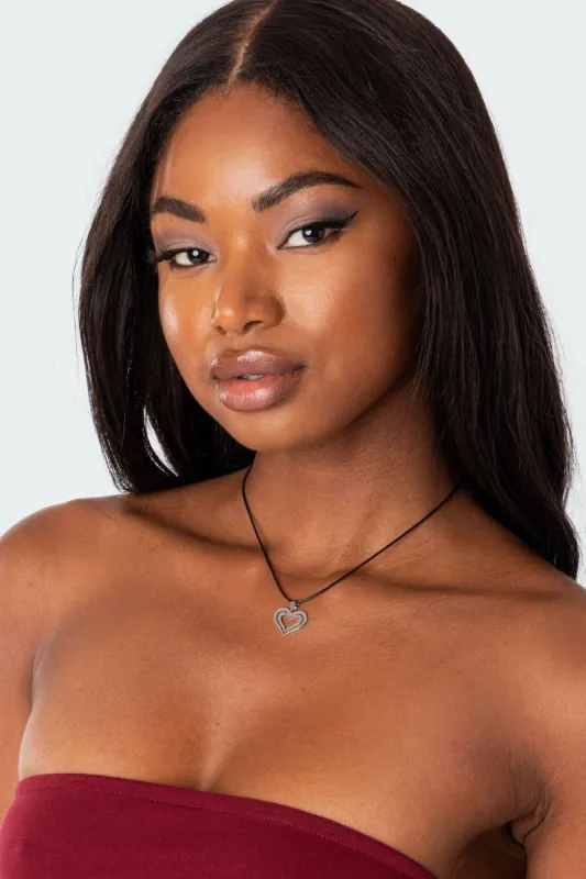 Retro Heart Cord Necklace sold by Edikted