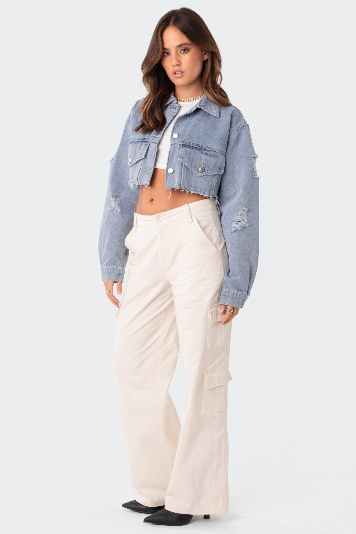 Addison Cropped Denim Jacket sold by Edikted product image thumbnail 3