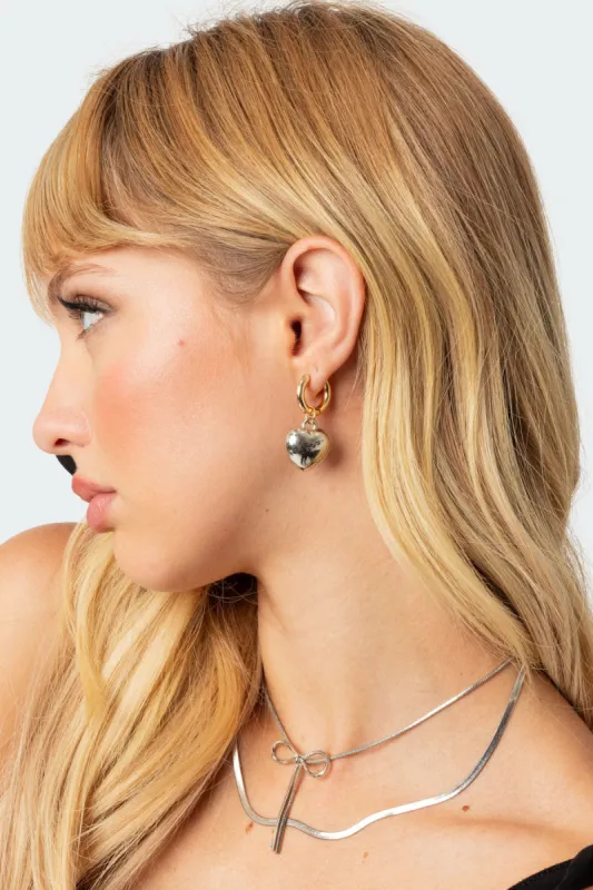 Mixed Metal Heart Hoop Earrings sold by Edikted