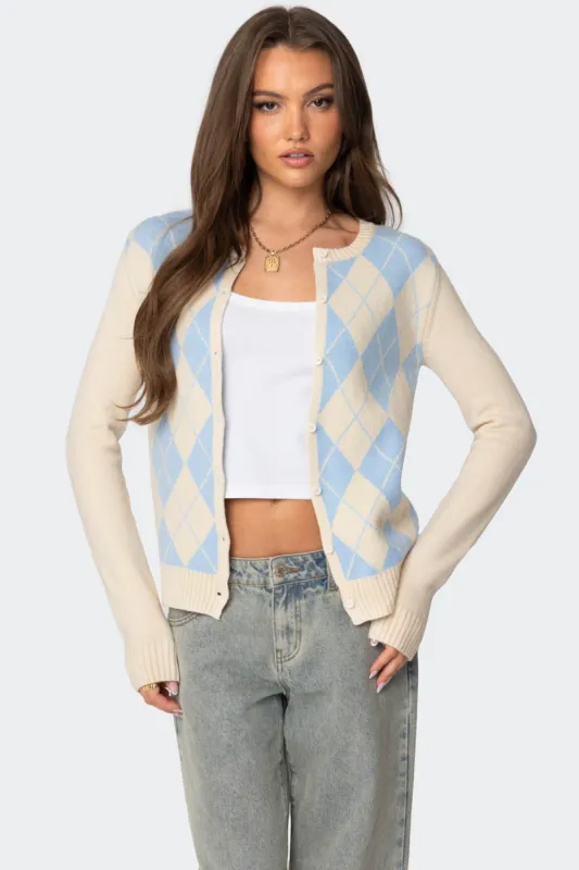 Maybelle Argyle Cardigan sold by Edikted