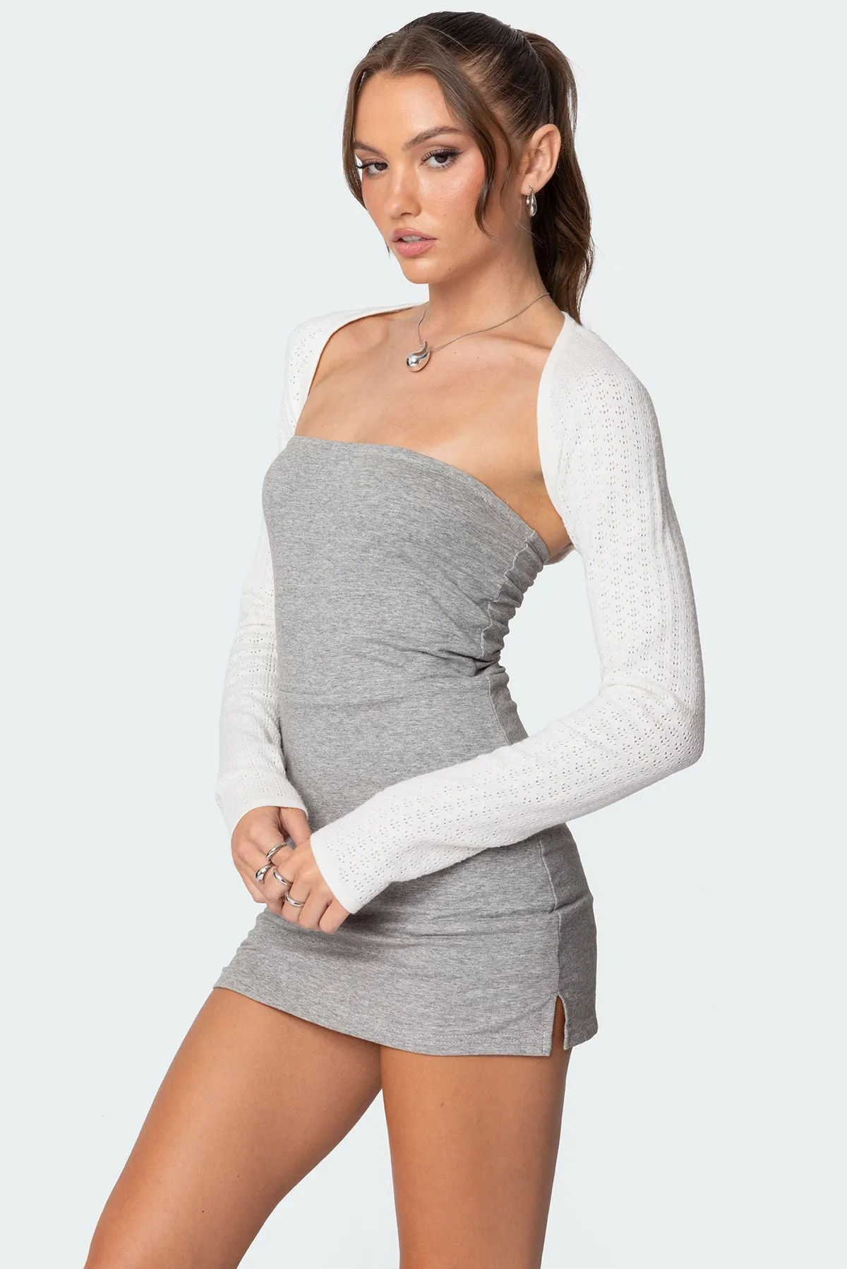 Marie Pointelle Shrug sold by Edikted product image thumbnail 5