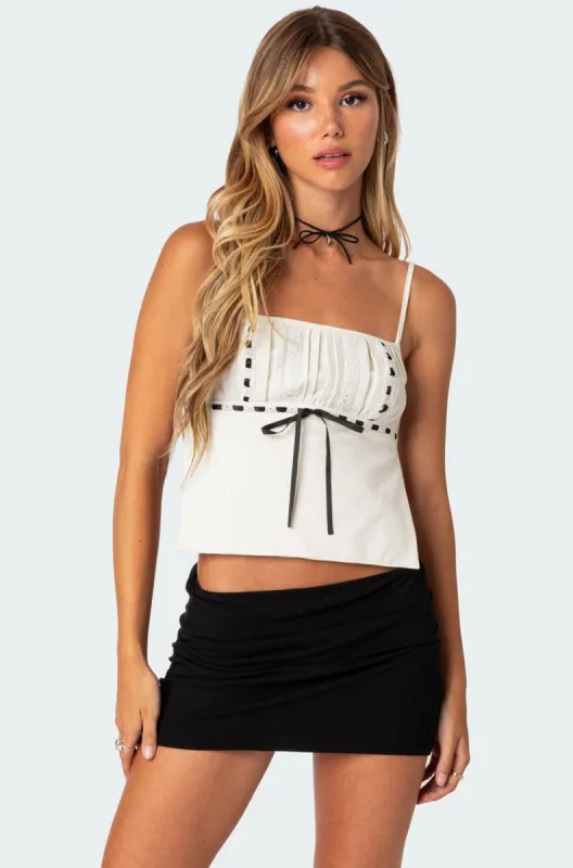 Ribbon Trim Open Back Top made by Edikted