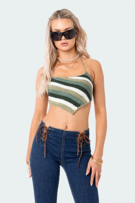 Gaya Crochet Open-Back Top sold by Edikted
