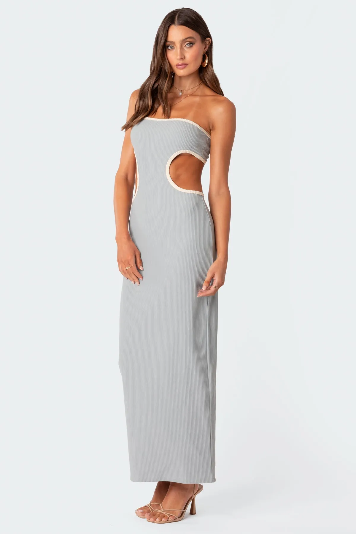 Michelle Ribbed Cut Out Maxi Dress sold by Edikted product image thumbnail 2
