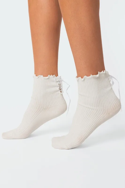 Lace Up Frilled Socks sold by Edikted