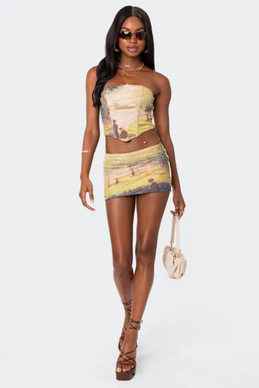 Picture Perfect Printed Mesh Mini Skirt sold by Edikted