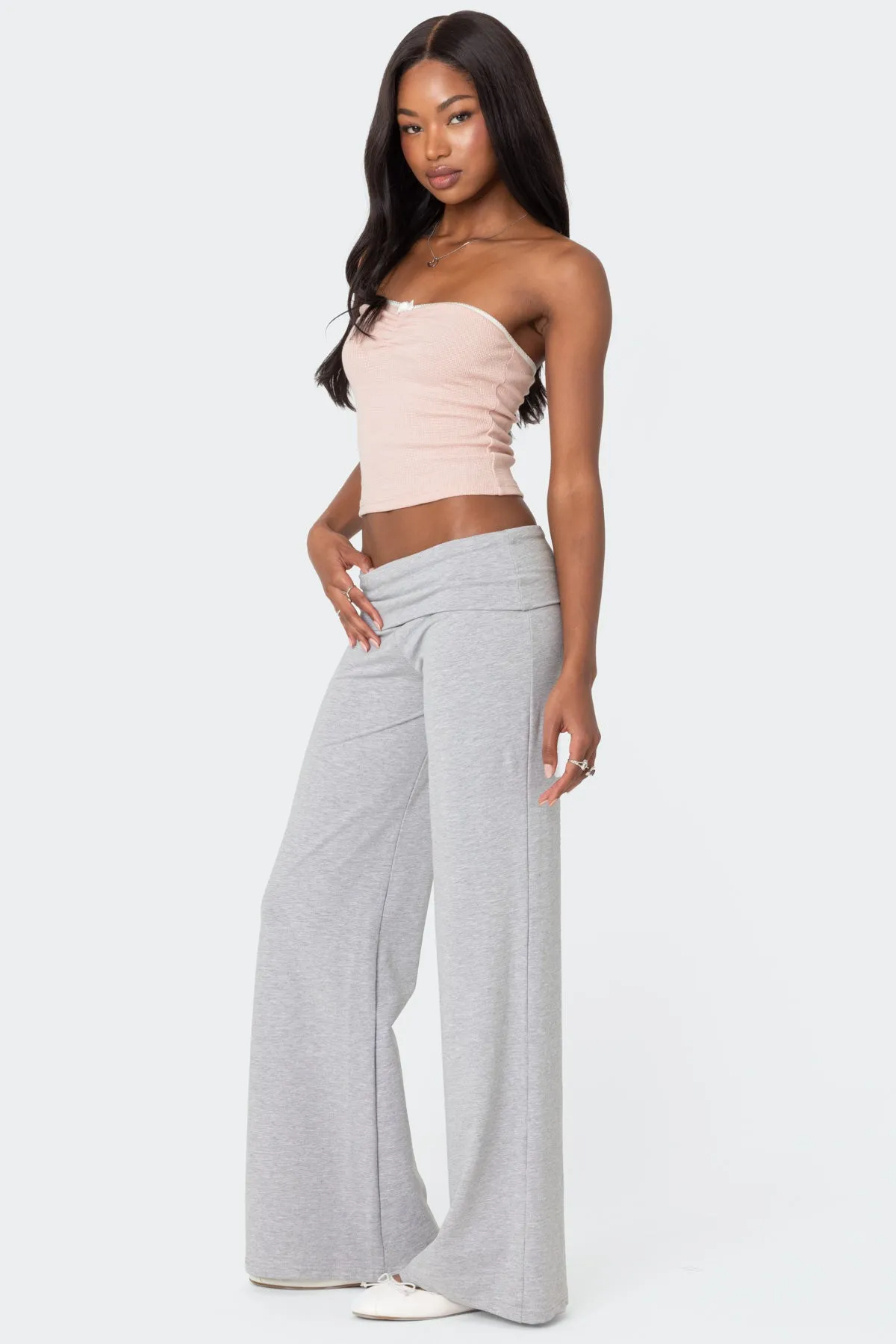 Wide Leg Foldover Pants sold by Edikted product image thumbnail 3
