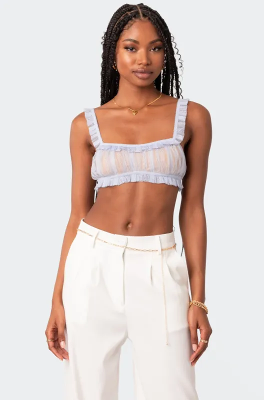 Gabi Ruffle Sheer Lace Bralette made by Edikted