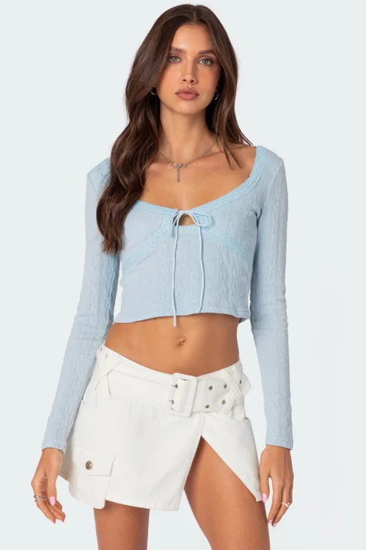 Lorey Lacey Knit Top sold by Edikted