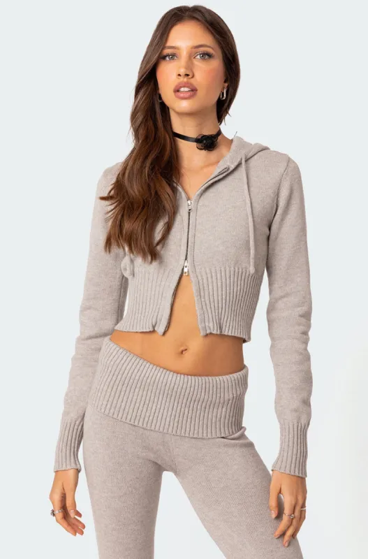 Desiree Knitted Hooded Cardigan sold by Edikted