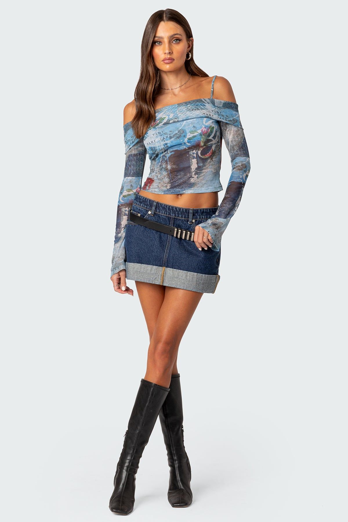 Love Letter Printed Mesh Top sold by Edikted product image thumbnail 2