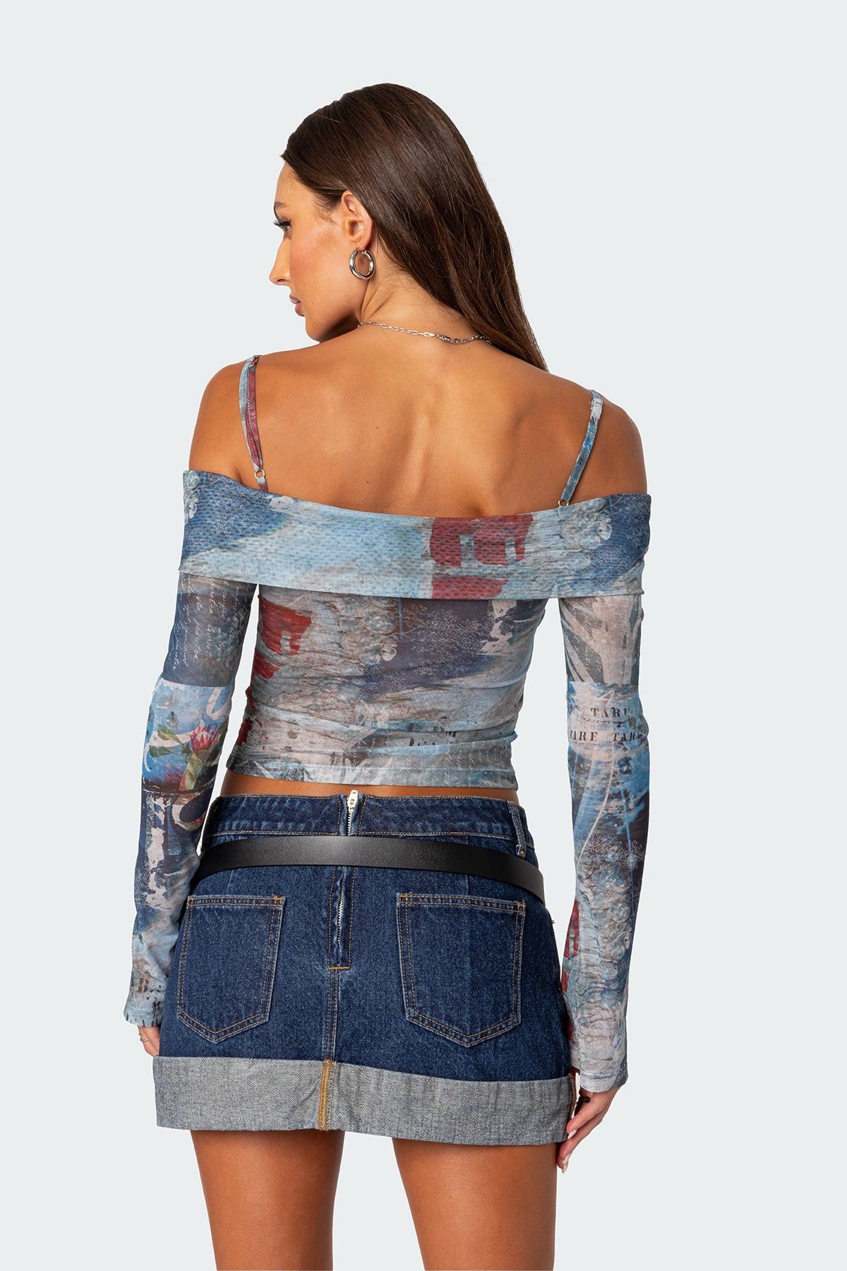 Love Letter Printed Mesh Top sold by Edikted product image thumbnail 4