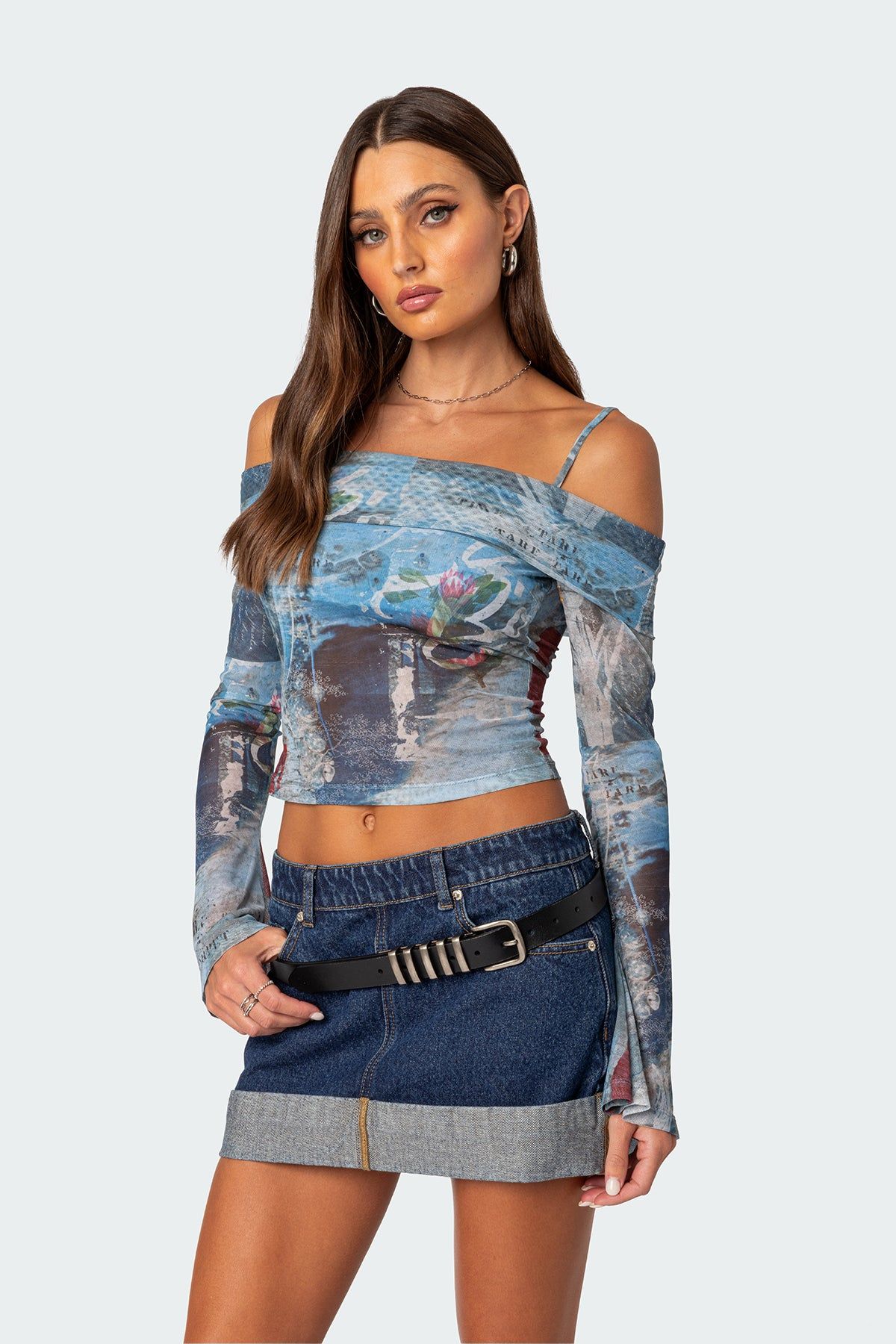 Love Letter Printed Mesh Top sold by Edikted product image thumbnail 3