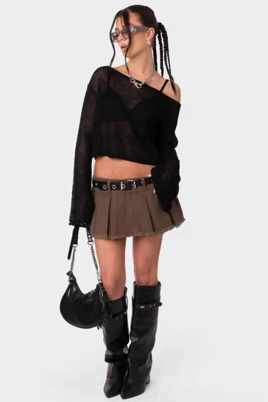 Emmie Off The Shoulder Sheer Knitted Top sold by Edikted