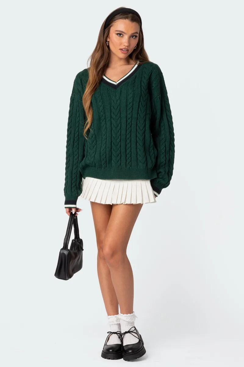 Donna Denim Pleated Mini Skort sold by Edikted