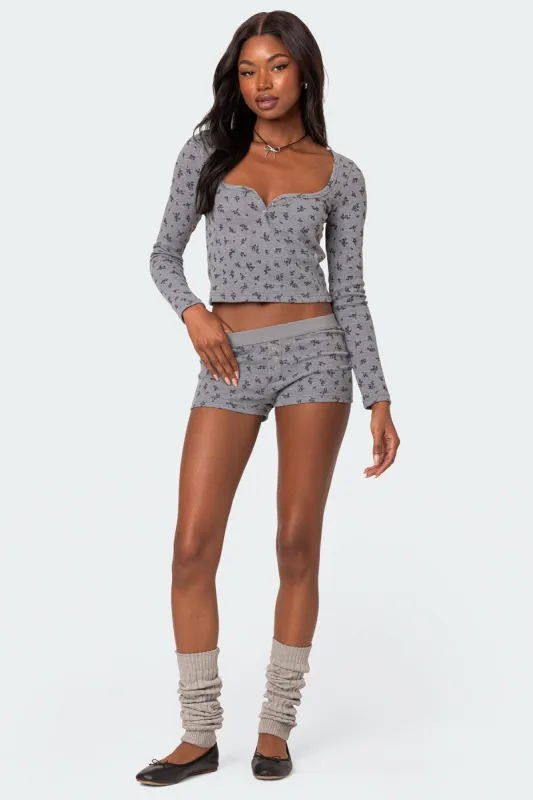 Lavender Waffle Shorts sold by Edikted