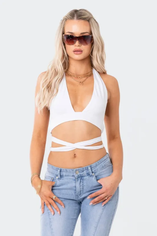 Nia Strappy Halter Top sold by Edikted