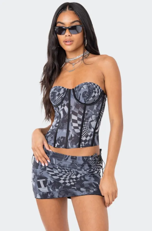 Aly Mesh Corset Top sold by Edikted