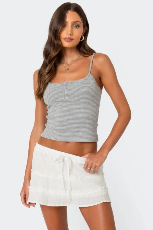 Striped Henley Tank Top sold by Edikted