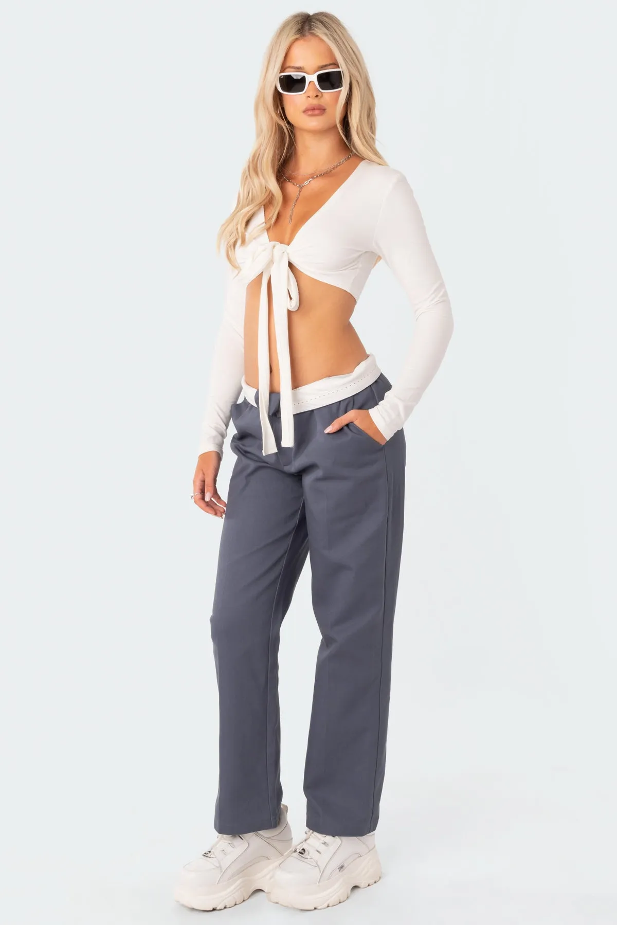 Layla Wrap Crop Top sold by Edikted product image thumbnail 4