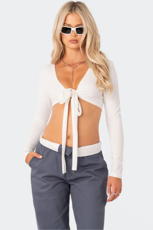 Layla Wrap Crop Top sold by Edikted