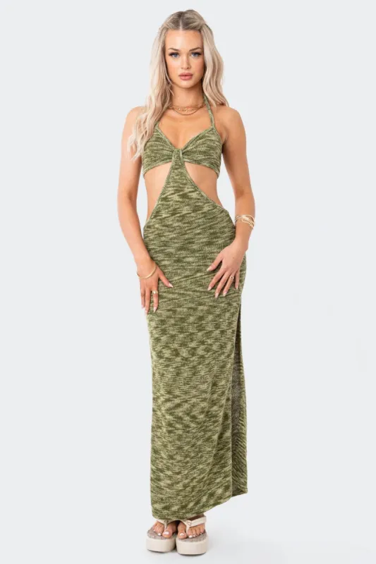 Alissa Cut-Out Knitted Maxi Dress sold by Edikted