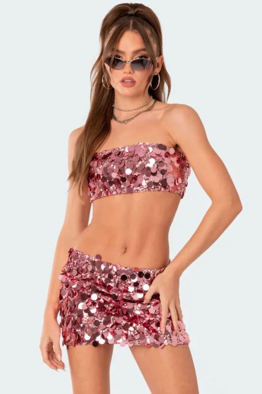 Sabina Sequin Bandeau Top sold by Edikted