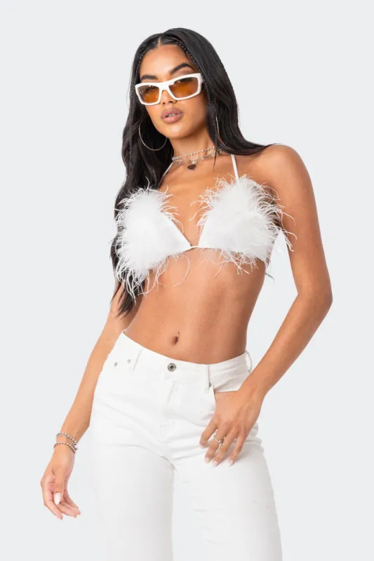 Festival Feather Triangle Top sold by Edikted