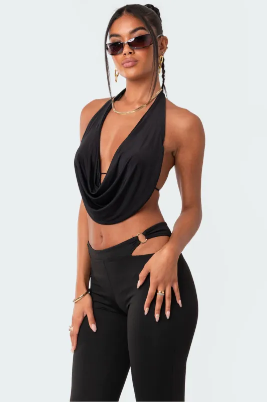 Monique Cropped Open-Back Top sold by Edikted