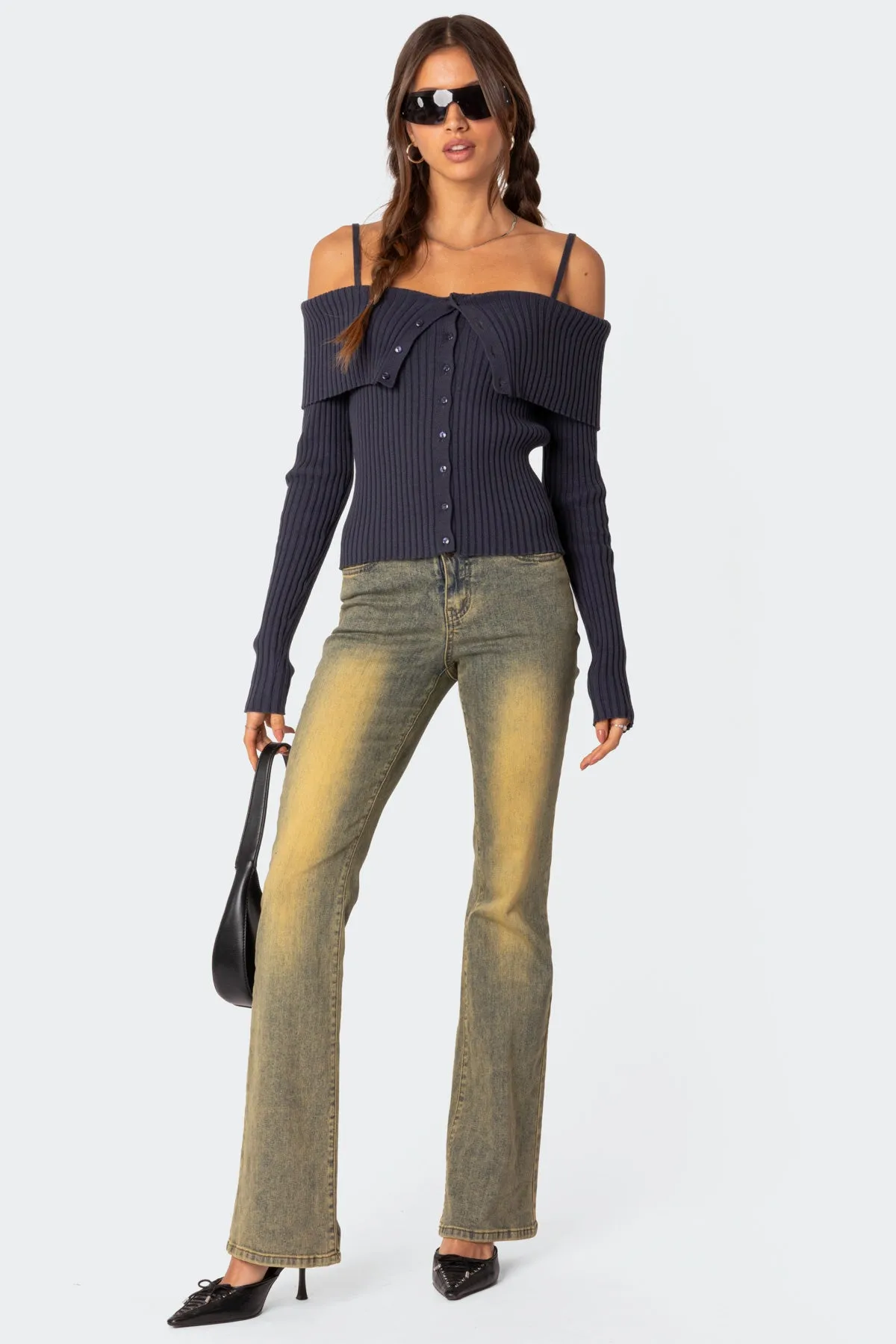 Sparrow Fold Over Knit Top sold by Edikted product image thumbnail 2