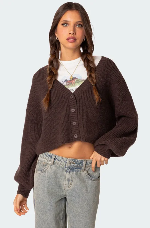 Sabrina Chunky Knit Cropped Cardigan made by Edikted