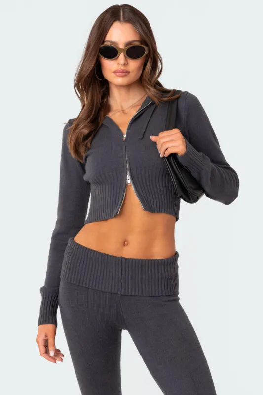 Desiree Knitted Hooded Cardigan sold by Edikted