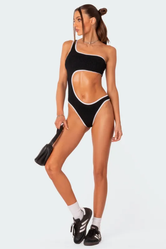 Sol Scrunch Cut Out One Piece Swimsuit sold by Edikted