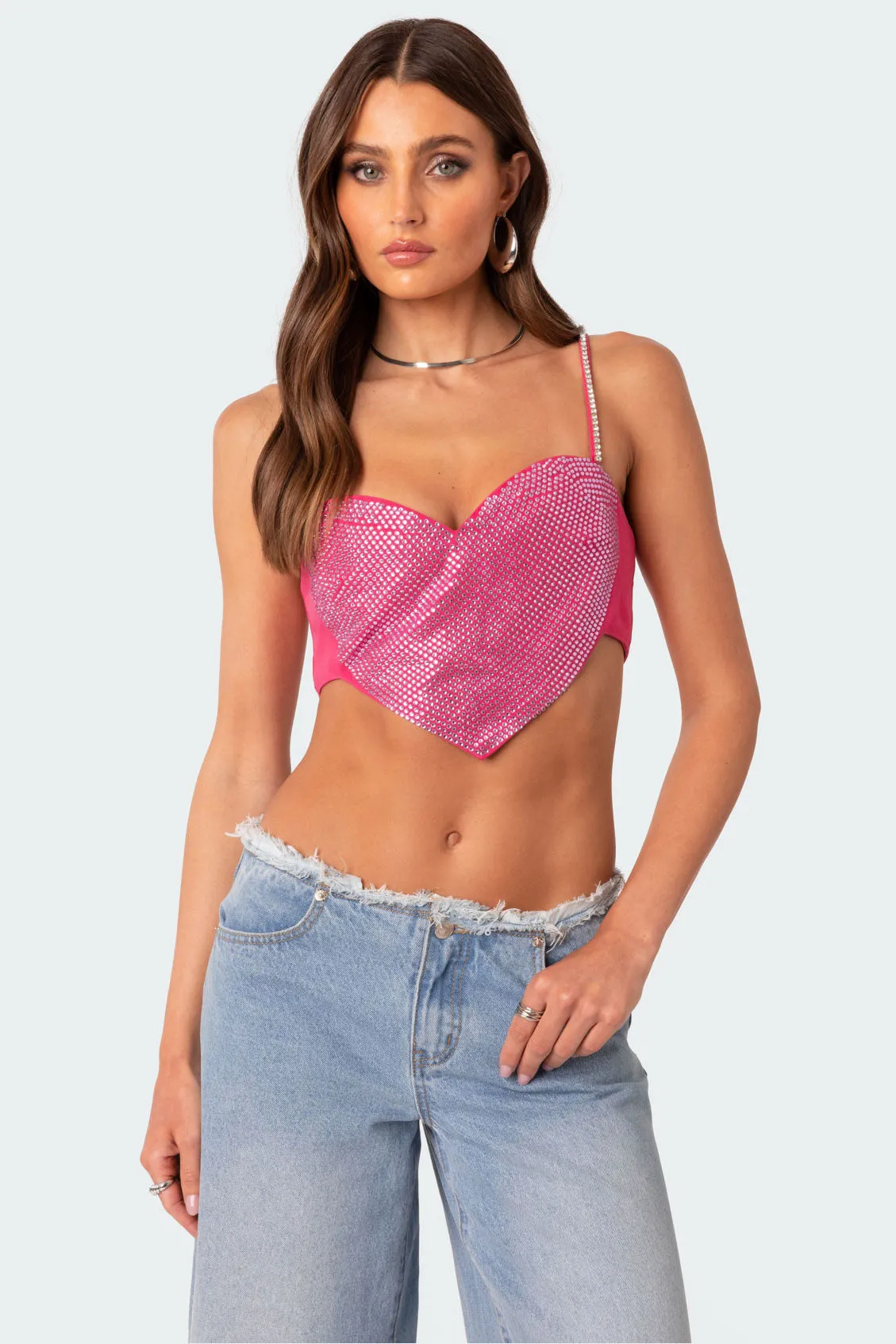 In Your Heart Rhinestone Crop Top sold by Edikted