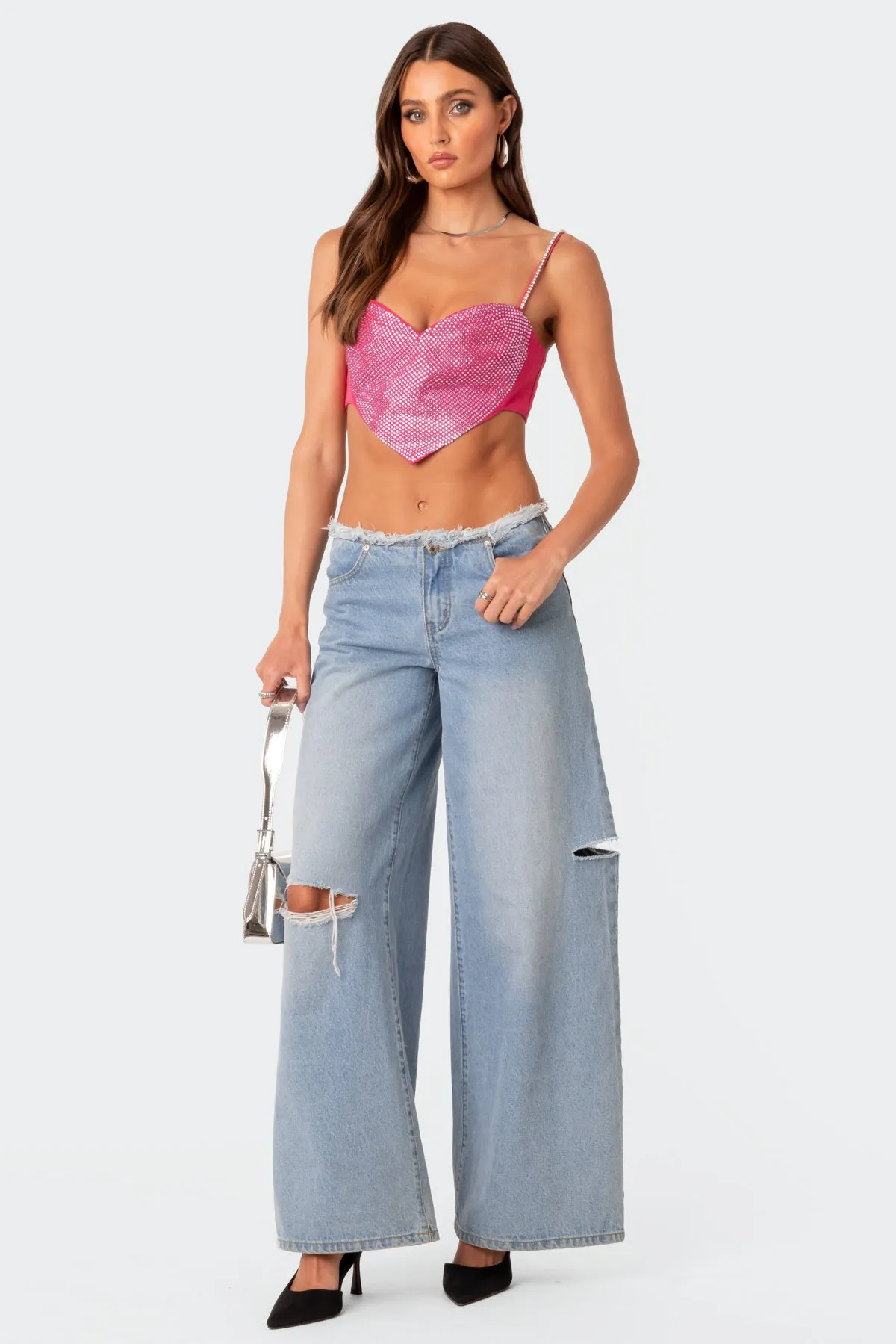 In Your Heart Rhinestone Crop Top sold by Edikted product image thumbnail 2