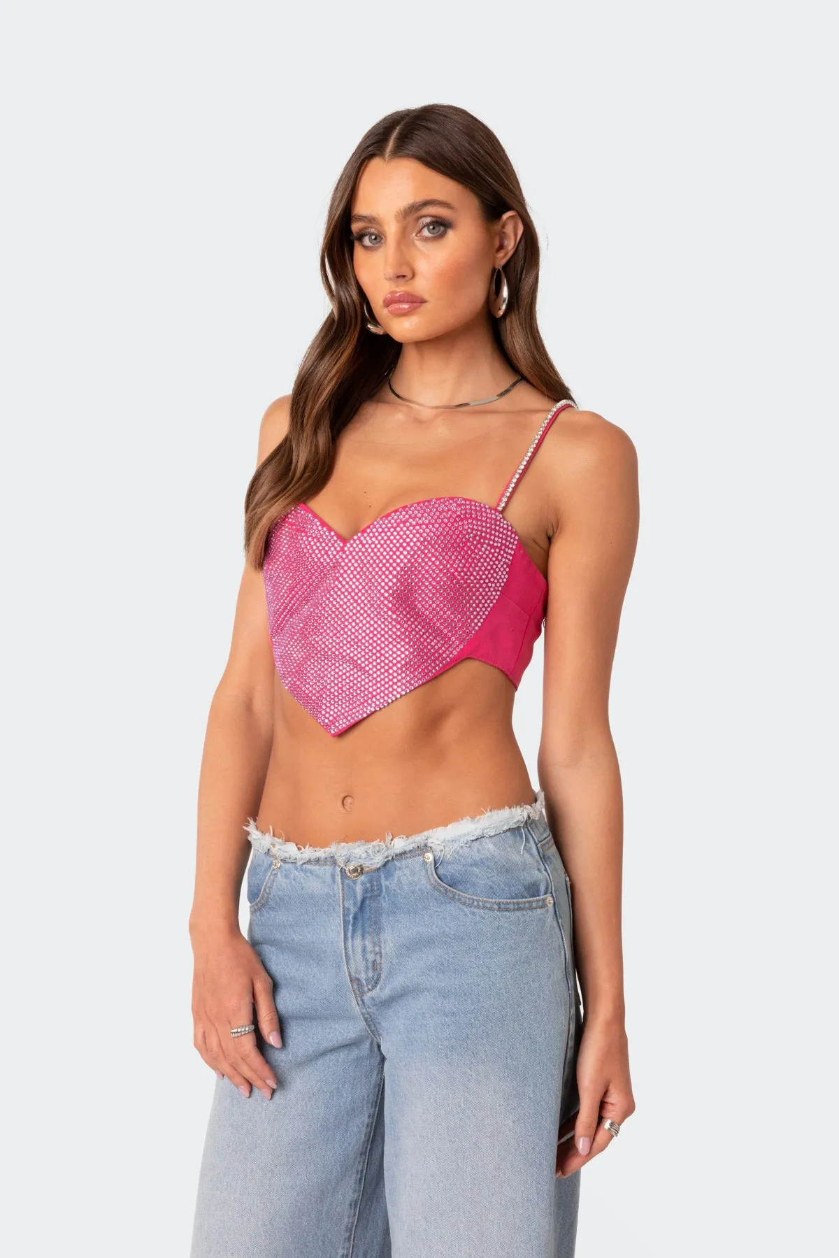 In Your Heart Rhinestone Crop Top sold by Edikted product image thumbnail 3