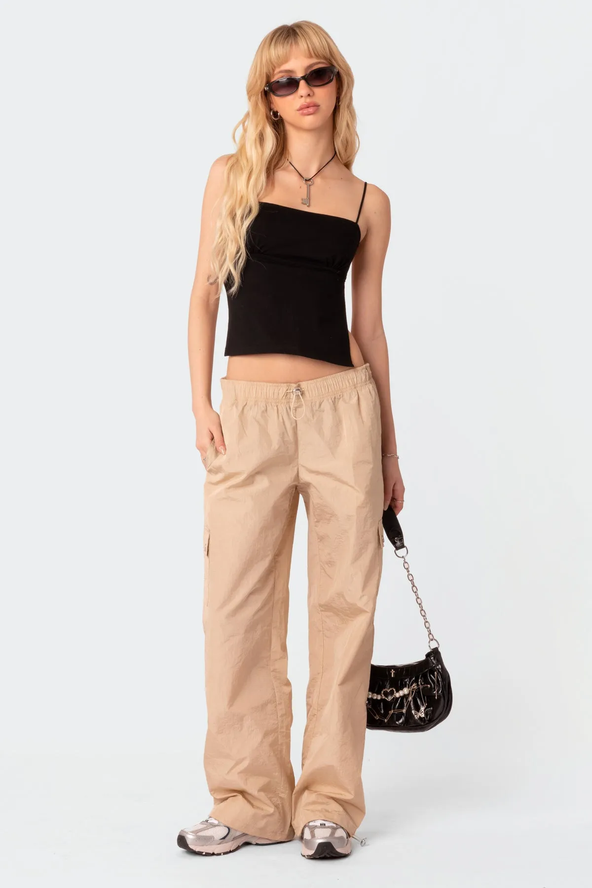 Roy Low Rise Nylon Cargo Pants sold by Edikted